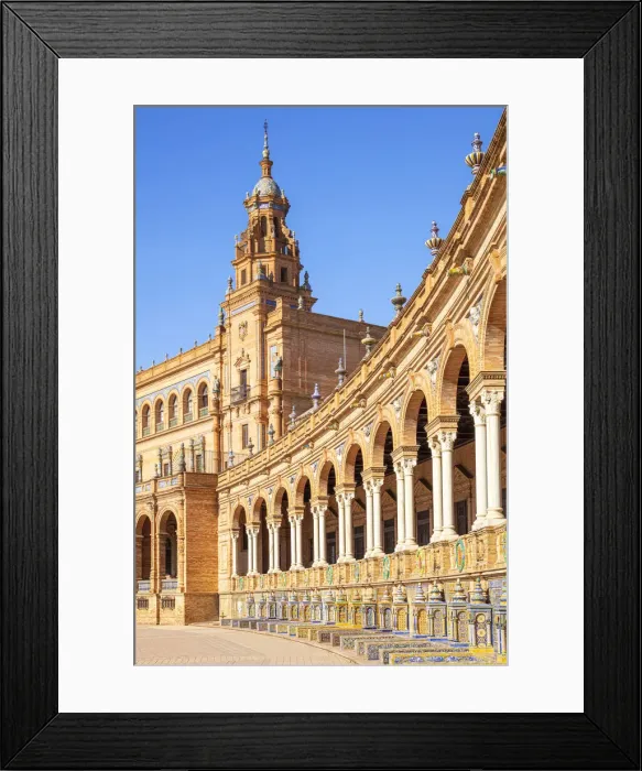 Framed Print : Ceramic alcoves and arches of the Plaza de Espana, Maria Luisa Park, Seville, Andalusia Framed Print : Ceramic alcoves and arches of the Plaza de Espana, Maria Luisa Park, Seville, Andalusia