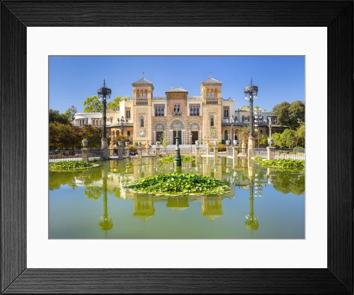 Framed Print : Reflections in the pool opposite the Museum of Popular Arts and Traditions, Seville Framed Print : Reflections in the pool opposite the Museum of Popular Arts and Traditions, Seville