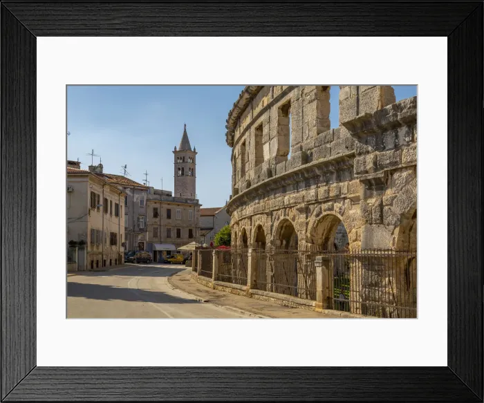 Framed Print : View of Catholic Church next to the Roman Amphitheatre, Pula, Istria County, Croatia Framed Print : View of Catholic Church next to the Roman Amphitheatre, Pula, Istria County, Croatia