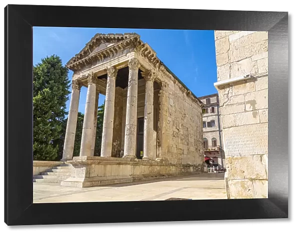 View of Temple of Augustus in Forum Square, Pula, Istria County, Croatia, Adriatic