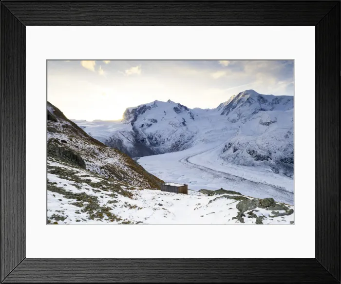 Framed Print : Sunlight over Monte Rosa Glacier, aerial view, Zermatt, canton of Valais, Swiss Alps Framed Print : Sunlight over Monte Rosa Glacier, aerial view, Zermatt, canton of Valais, Swiss Alps