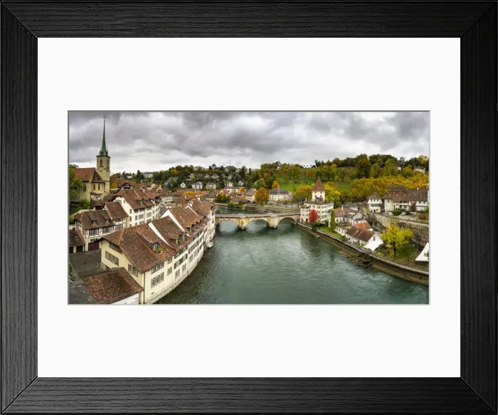 Framed Print : Panoramic of Aare River and Untertorbrucke bridge in the Old Town (Altstadt), Bern Framed Print : Panoramic of Aare River and Untertorbrucke bridge in the Old Town (Altstadt), Bern