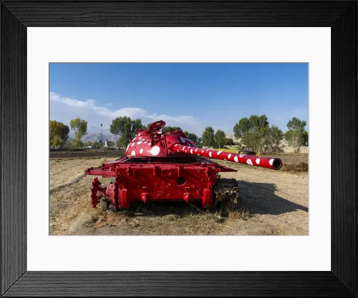 Framed Print : Old soviet tank painted in funky colours, Bamyan, Afghanistan, Asia Framed Print : Old soviet tank painted in funky colours, Bamyan, Afghanistan, Asia