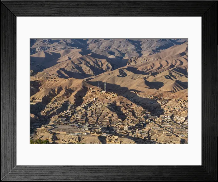 Framed Print : View by drone over Bamyan, Shahr-e Gholghola (City of Screams) ruins, Bamyan, Afghanistan Framed Print : View by drone over Bamyan, Shahr-e Gholghola (City of Screams) ruins, Bamyan, Afghanistan