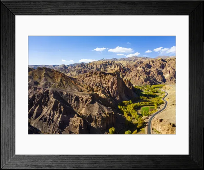 Framed Print : Aerial by drone of the mountains around Bamyan, Afghanistan, Asia Framed Print : Aerial by drone of the mountains around Bamyan, Afghanistan, Asia