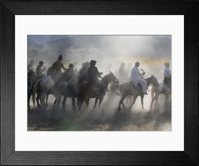 Framed Print : Men practising a traditional Buzkashi game, Yaklawang, Afghanistan, Asia Framed Print : Men practising a traditional Buzkashi game, Yaklawang, Afghanistan, Asia