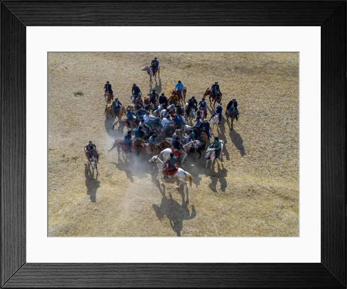 Framed Print : Aerial of a Buzkashi game, Yaklawang, Afghanistan, Asia Framed Print : Aerial of a Buzkashi game, Yaklawang, Afghanistan, Asia