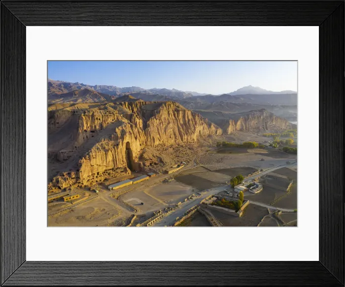 Framed Print : Aerial by drone of the site of the great Buddhas in Bamyan (Bamiyan), taken in 2019 Framed Print : Aerial by drone of the site of the great Buddhas in Bamyan (Bamiyan), taken in 2019