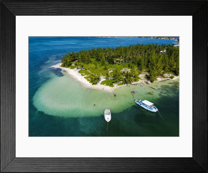 Framed Print : Aerial by drone of Starfish Point on Water Cay, Grand Cayman, Cayman Islands, Caribbean