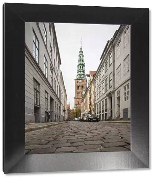 Cobbled Street, Central Copenhagen, Denmark, Scandinavia, Europe