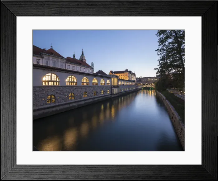 Framed Print : Ljubljanica Canal at twilight, Old Town, Ljubljana, Slovenia, Europe Framed Print : Ljubljanica Canal at twilight, Old Town, Ljubljana, Slovenia, Europe