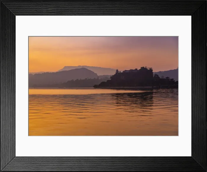 Framed Print : View of Shi Baozhai Pagoda at dusk on Yangtze River near Wanzhou, Chongqing, People s Framed Print : View of Shi Baozhai Pagoda at dusk on Yangtze River near Wanzhou, Chongqing, People s