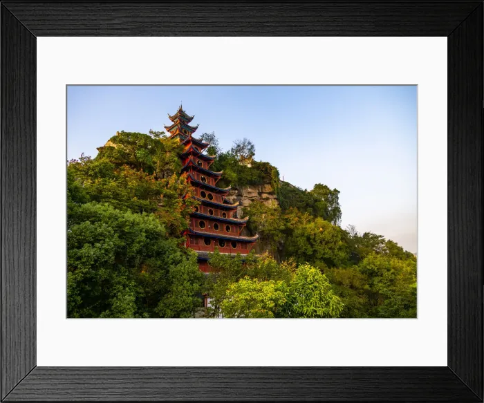 Framed Print : View of Shi Baozhai Pagoda on Yangtze River near Wanzhou, Chongqing, People s Framed Print : View of Shi Baozhai Pagoda on Yangtze River near Wanzhou, Chongqing, People s
