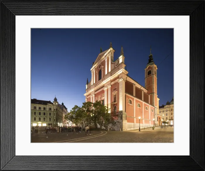 Framed Print : Franciscan Church of the Annunciation illuminated at night, Old Town, Ljubljana, Slovenia Framed Print : Franciscan Church of the Annunciation illuminated at night, Old Town, Ljubljana, Slovenia