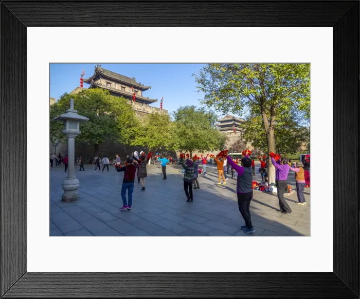 Framed Print : Locals performing Tai chi near City wall of Xi an, Shaanxi Province, People s Framed Print : Locals performing Tai chi near City wall of Xi an, Shaanxi Province, People s
