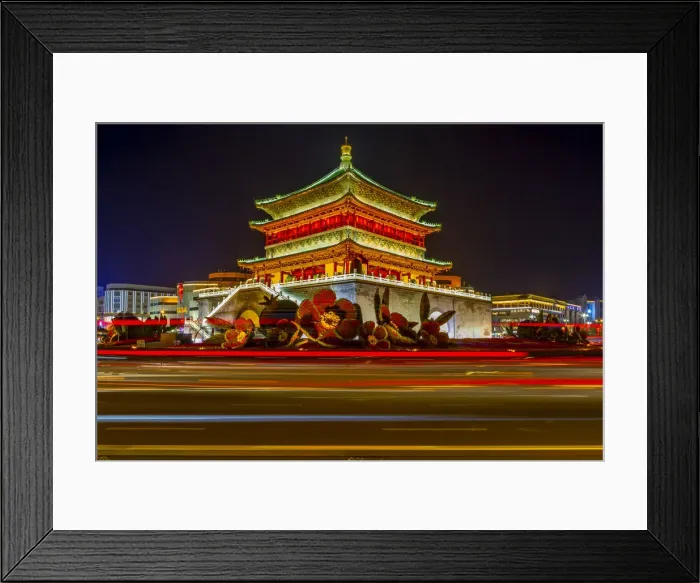Framed Print : View of famous Bell Tower in Xi an city centre at night, Xi an, Shaanxi Province Framed Print : View of famous Bell Tower in Xi an city centre at night, Xi an, Shaanxi Province