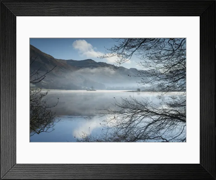 Framed Print : Dawn light and transient sunlit mist over Wall Holm Island on Ullswater, Lake District Framed Print : Dawn light and transient sunlit mist over Wall Holm Island on Ullswater, Lake District