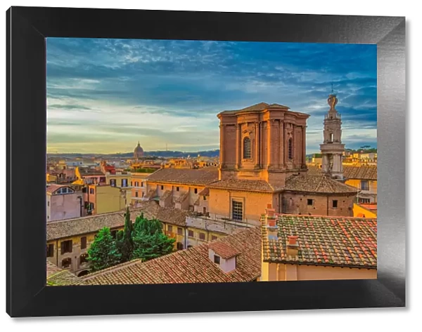 Rooftops landscape panorama with low-rise buildings and Basilica di Sant Andrea