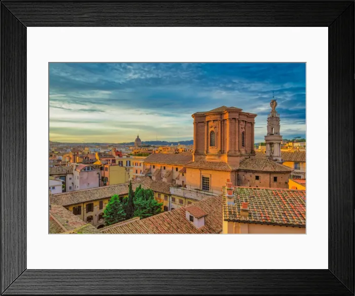 Framed Print : Rooftops landscape panorama with low-rise buildings and Basilica di Sant Andrea Framed Print : Rooftops landscape panorama with low-rise buildings and Basilica di Sant Andrea