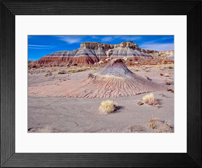 Framed Print : Mounds and cliffs of expansive clay called Bentonite in the Jasper Forest of Petrified Framed Print : Mounds and cliffs of expansive clay called Bentonite in the Jasper Forest of Petrified