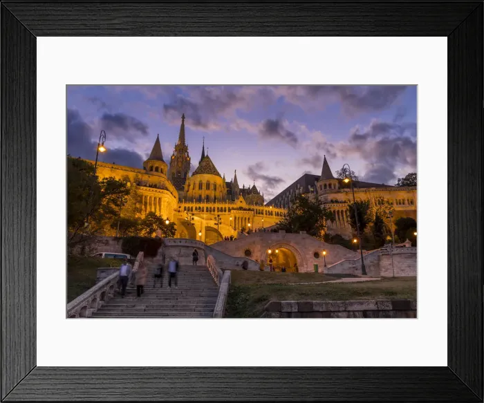 Framed Print : The illuminated Fishermans Bastion at dusk, UNESCO World Heritage Site, Budapest Framed Print : The illuminated Fishermans Bastion at dusk, UNESCO World Heritage Site, Budapest