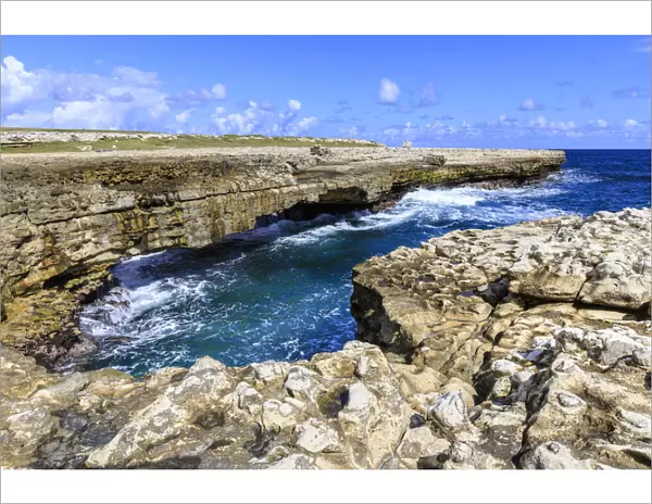 Devils Bridge, geological limestone rock formation and arch, Willikies, Antigua