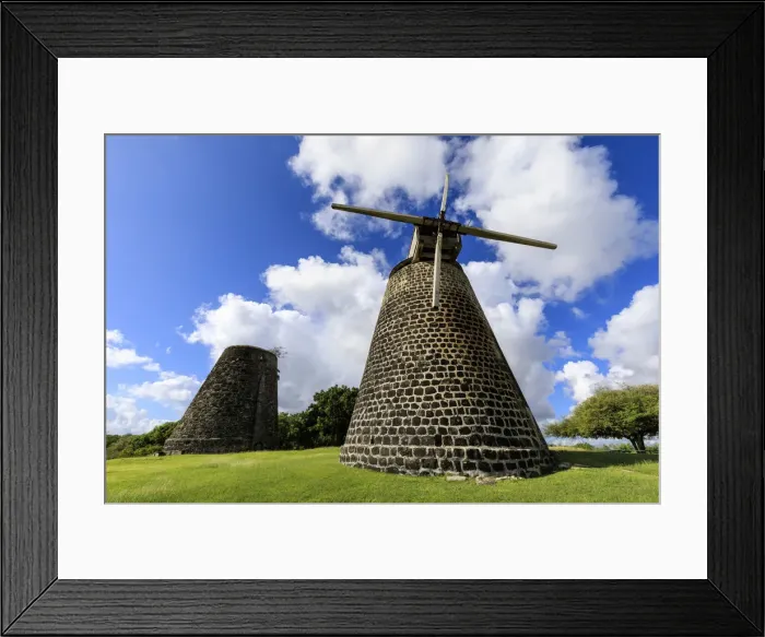 Framed Print : Bettys Hope, historic early sugar plantation, 1651, restored windmill towers, Antigua Framed Print : Bettys Hope, historic early sugar plantation, 1651, restored windmill towers, Antigua