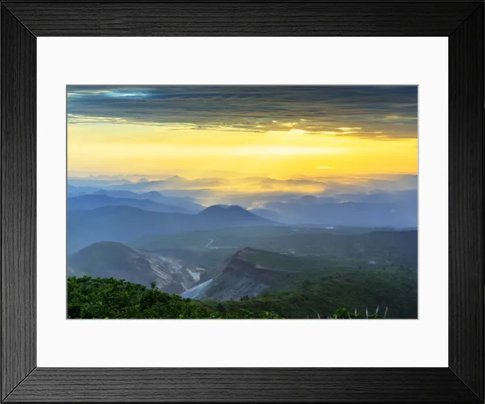 Framed Print : Mount Zao San, sunrise, Yamagata prefecture, Honshu, Japan, Asia Framed Print : Mount Zao San, sunrise, Yamagata prefecture, Honshu, Japan, Asia