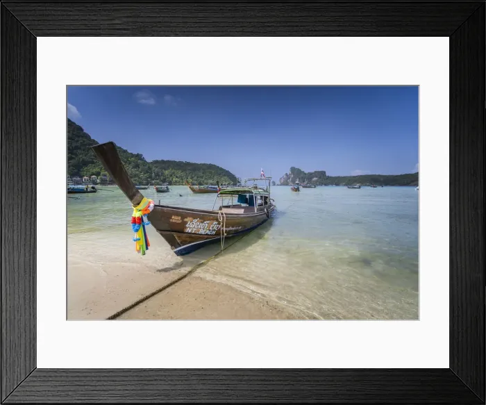 Framed Print : Maya Bay with long-tail boats, Phi Phi Lay Island, Krabi Province, Thailand Framed Print : Maya Bay with long-tail boats, Phi Phi Lay Island, Krabi Province, Thailand