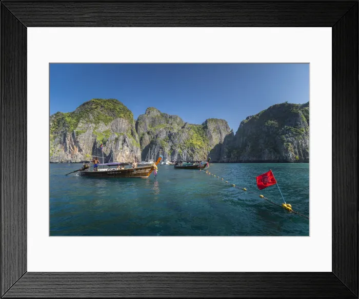 Framed Print : Maya Bay The Beach with long-tail boats and tourists, Phi Phi Lay Island, Krabi Province Framed Print : Maya Bay The Beach with long-tail boats and tourists, Phi Phi Lay Island, Krabi Province