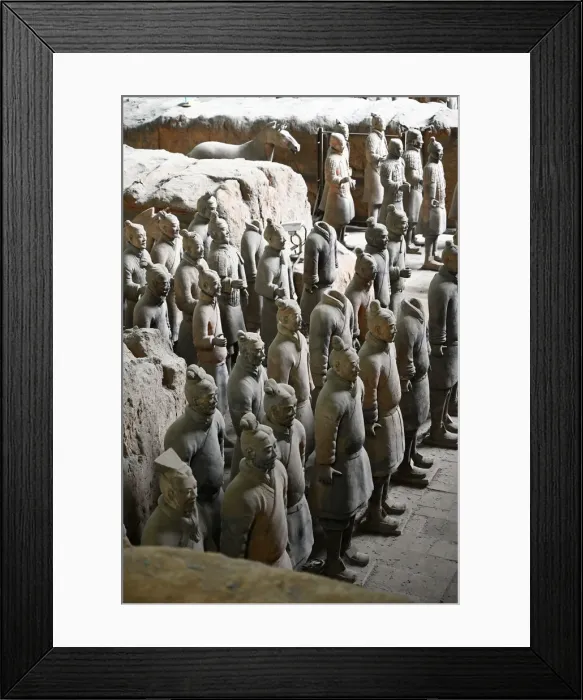 Framed Print : Terracotta Army, soldiers and a horse, buried with Emperor Qin Shi Huang in 210-209 BC Framed Print : Terracotta Army, soldiers and a horse, buried with Emperor Qin Shi Huang in 210-209 BC