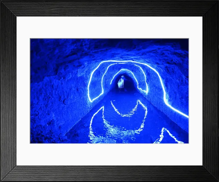 Framed Print : Illuminated underground karez (water canals) in the oasis town of Turpan, Silk Road Framed Print : Illuminated underground karez (water canals) in the oasis town of Turpan, Silk Road