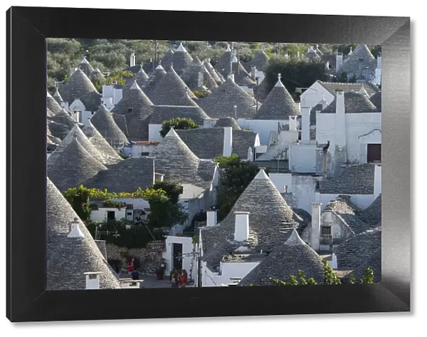 Conical dry stone roofs on trulli, traditonal houses in Alberobello