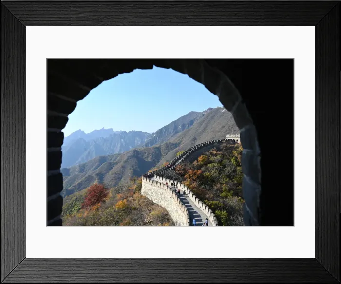 Framed Print : View through sentry post window, Great Wall of China, built 1368, Mutianyu section Framed Print : View through sentry post window, Great Wall of China, built 1368, Mutianyu section