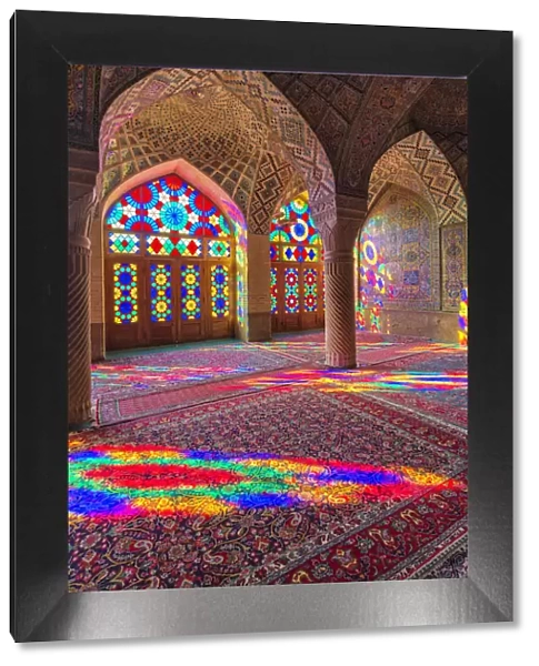 Nasir-ol-Molk Mosque (Pink Mosque), light patterns from colored stained glass