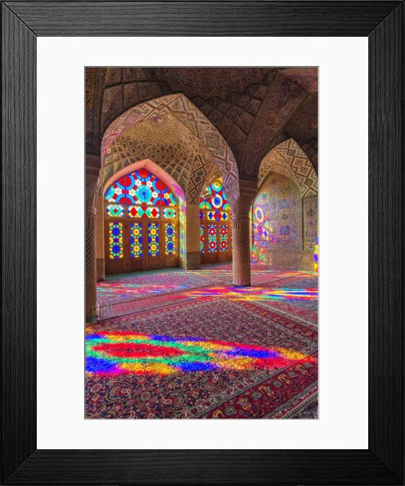 Framed Print : Nasir-ol-Molk Mosque (Pink Mosque), light patterns from colored stained glass Framed Print : Nasir-ol-Molk Mosque (Pink Mosque), light patterns from colored stained glass