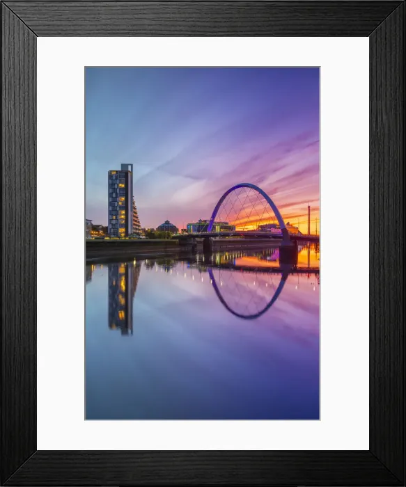 Framed Print : Clyde Arc (Squinty Bridge) at sunset, River Clyde, Glasgow, Scotland, United Kingdom Framed Print : Clyde Arc (Squinty Bridge) at sunset, River Clyde, Glasgow, Scotland, United Kingdom