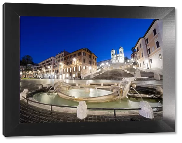 Piazza di Spagna (Spanish Steps) with Barcaccia fountain in foreground
