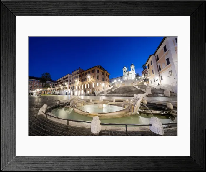 Framed Print : Piazza di Spagna (Spanish Steps) with Barcaccia fountain in foreground Framed Print : Piazza di Spagna (Spanish Steps) with Barcaccia fountain in foreground