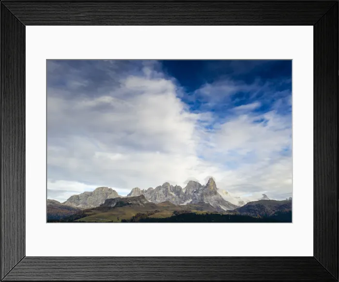 Framed Print : Aerial view of Cimon della Pala, Pale di San Martino (Pala group), Rolle Pass, Dolomites Framed Print : Aerial view of Cimon della Pala, Pale di San Martino (Pala group), Rolle Pass, Dolomites