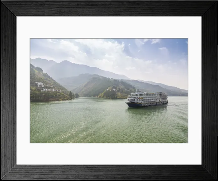 Framed Print : View of cruise ship in the Three Gorges on the Yangtze River Framed Print : View of cruise ship in the Three Gorges on the Yangtze River