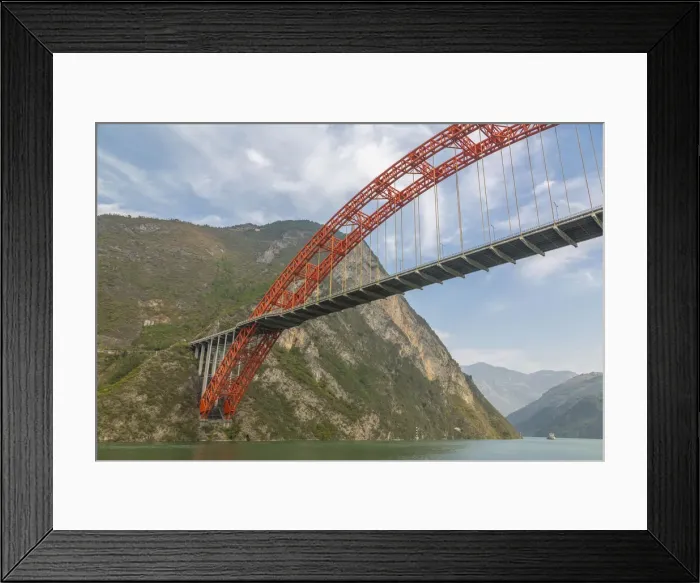 Framed Print : View of pagoda overlooking bridge near the Three Gorges on the Yangtze River Framed Print : View of pagoda overlooking bridge near the Three Gorges on the Yangtze River