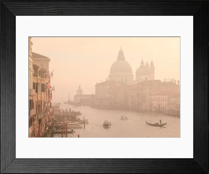 Framed Print : Beautiful Grand Canal, winter fog, morning golden light, Santa Maria della Salute, Venice Framed Print : Beautiful Grand Canal, winter fog, morning golden light, Santa Maria della Salute, Venice