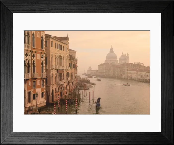 Framed Print : Beautiful Grand Canal, winter fog, morning golden light, Santa Maria della Salute, Venice Framed Print : Beautiful Grand Canal, winter fog, morning golden light, Santa Maria della Salute, Venice
