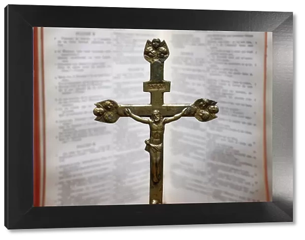 Crucifix and Bible, Saint Gervais, Haute Savoie, France, Europe