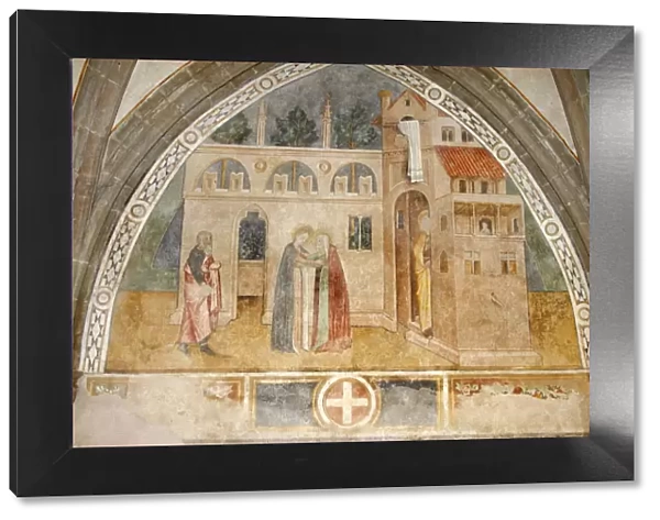 Fresco of the Visitation, Abondance abbey church, Abondance, Haute Savoie, France, Europe