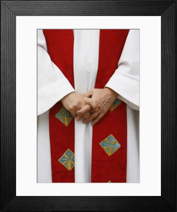 Framed Print : Catholic priest dressed for mass, Pontigny, Yonne, France, Europe Framed Print : Catholic priest dressed for mass, Pontigny, Yonne, France, Europe