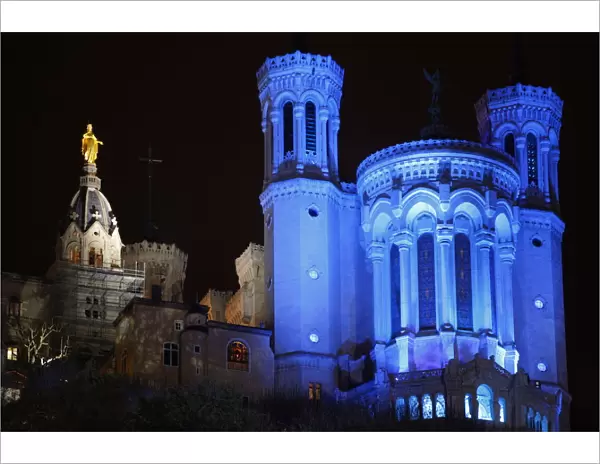 Fourviere Basilica, Light festival, Lyon, Rhone, France, Europe