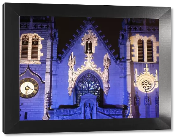 St. Nizier church, Light festival in Lyon, Rhone, France, Europe