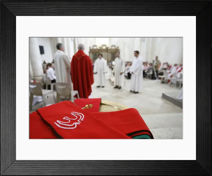 Framed Print : Deacon ordination in Pontigny Abbey church, Pontigny, Yonne, Burgundy, France, Europe Framed Print : Deacon ordination in Pontigny Abbey church, Pontigny, Yonne, Burgundy, France, Europe